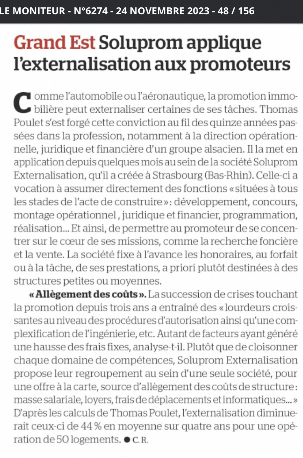 Article du Moniteur, 24 novembre 2023